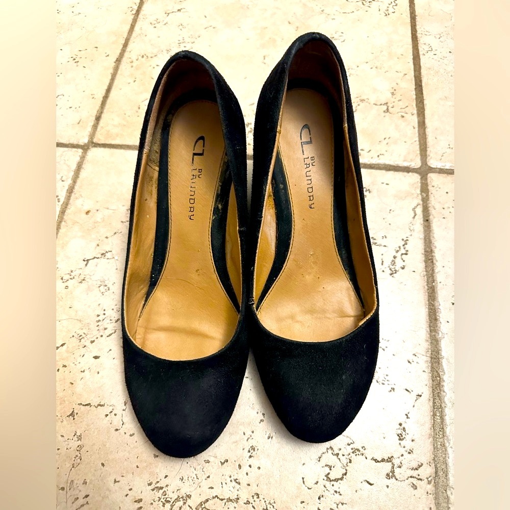 CL by Laundry Black Suede Heels